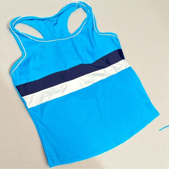 Title: Fun Girls Sport Tankini + Boyshorts, 5XL (14–15Y) Blue Colorblock - Picture 4 of 9
